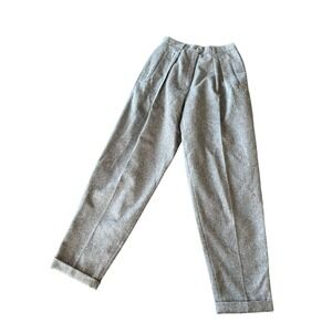 Clifford & Wills Vintage Gray Wool Pleated Tapered Cuffed Trousers Pants Sz 8/S